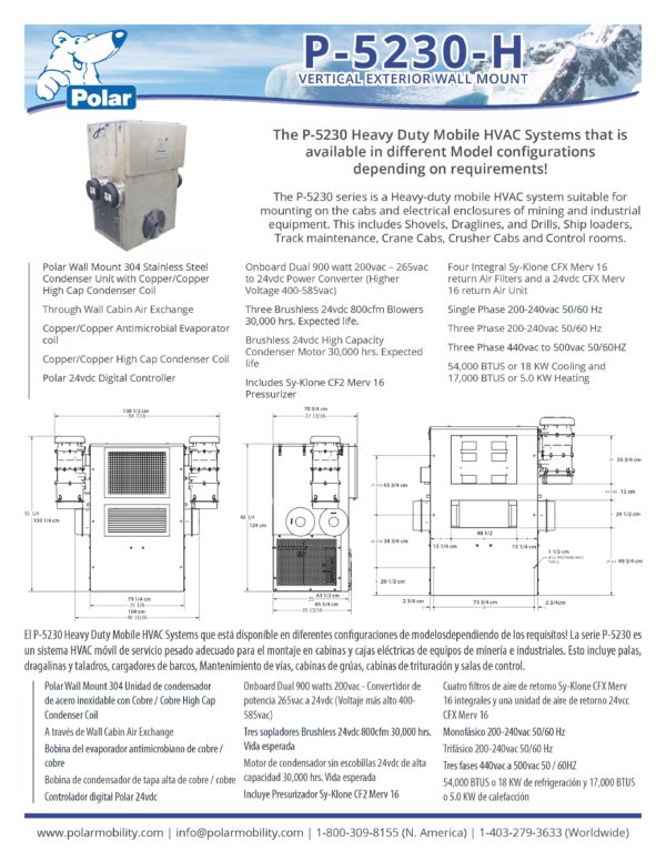 Modular 50,000 Btu High Capacity Wall Mount A/C -5.5kw HEAT 460-480 VAC 3  PH 50/60Hz and similar products in our catalog
