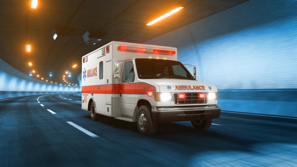 Ambulance through tunnel