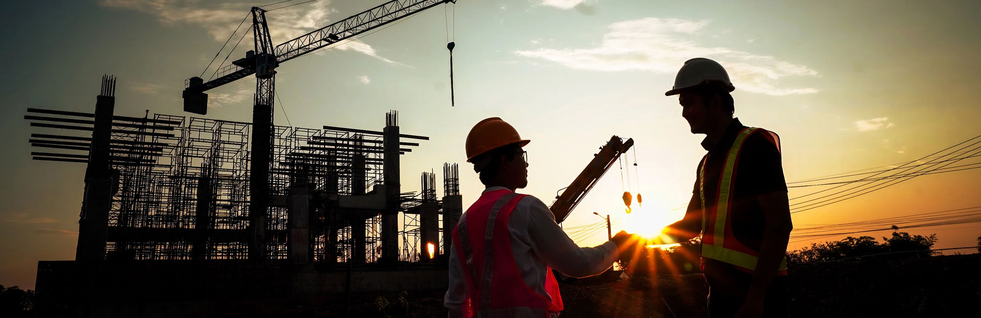 Construction site sunset