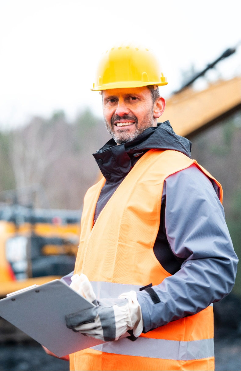 Worker in safety jacket